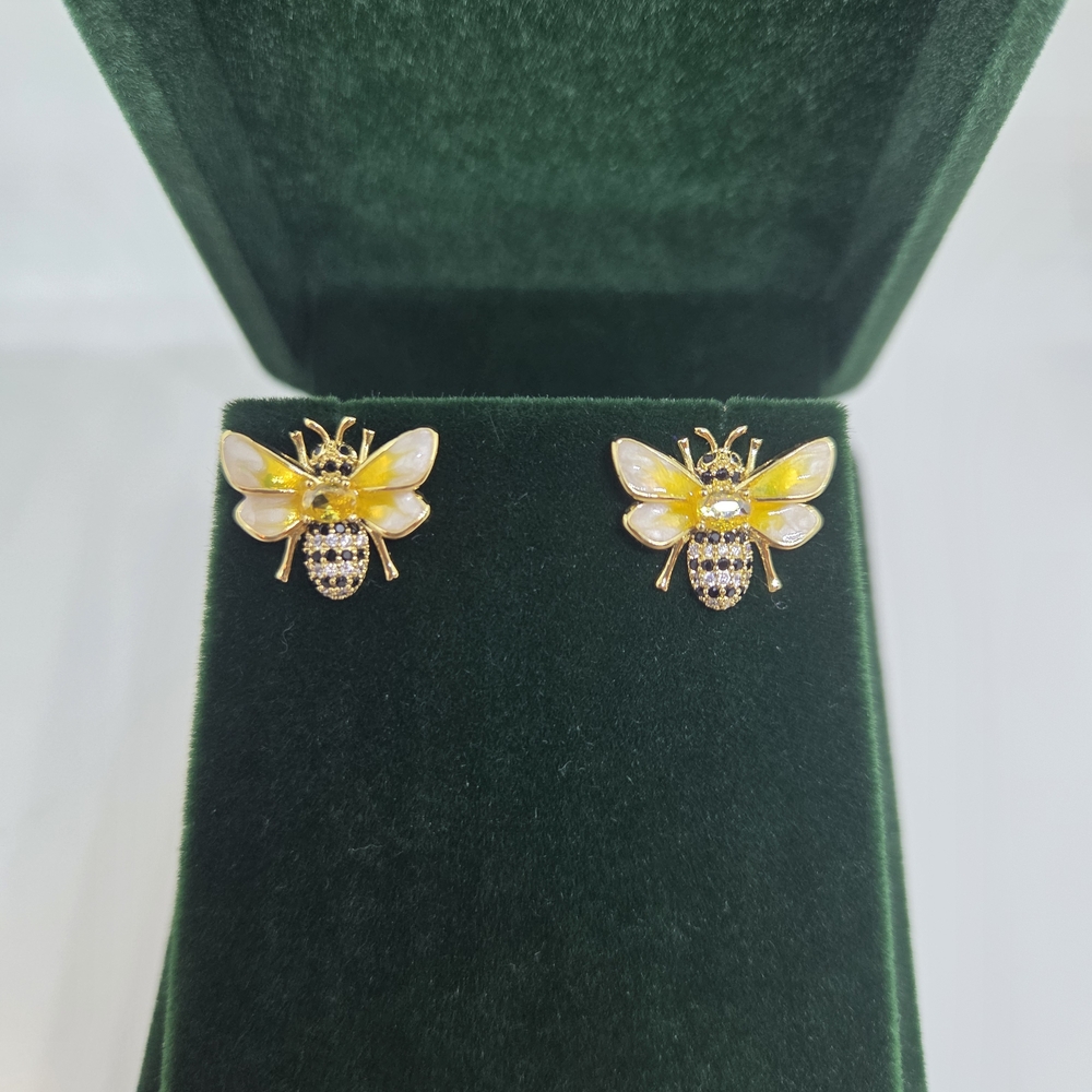 Charming Gold and Yellow Bee Earrings
